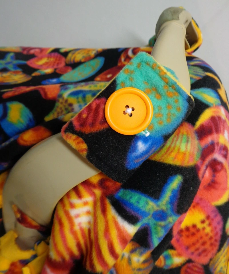 Rainbow Shells / Yellow Fleece Infant/ Baby Car Seat Canopy/ Tent/Cover Handmade - Image 4 of 4
