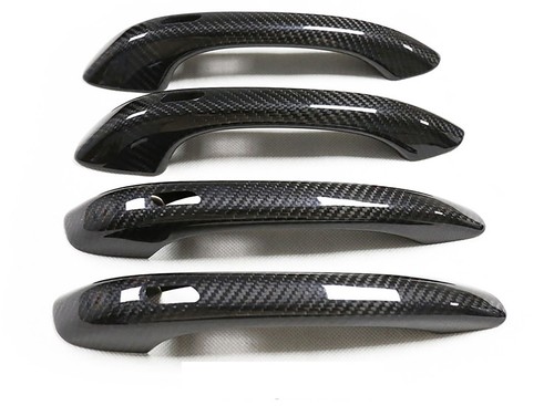 For Macan 2015-2024 Real Carbon Fiber Door Handle Cover Trim /w 4 Sensor Holes - Picture 5 of 5