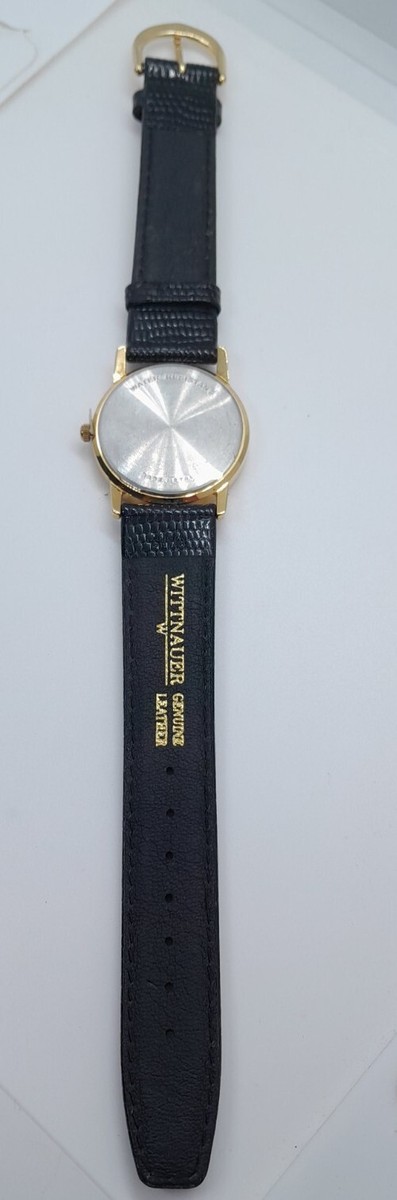 Vintage Men Wittnauer Pegasus Watch Gold Case Black Leather  display picture 2