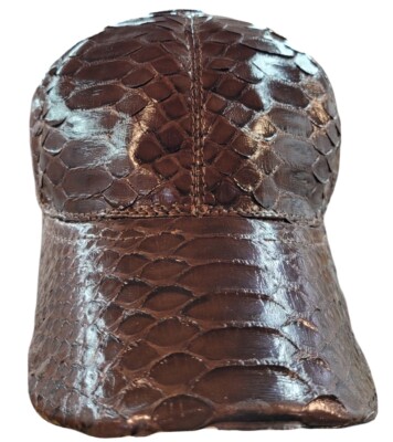 Exotic Cap Genuine Python Color Cognac Adult Size Adjustable, Gorra de Piton 