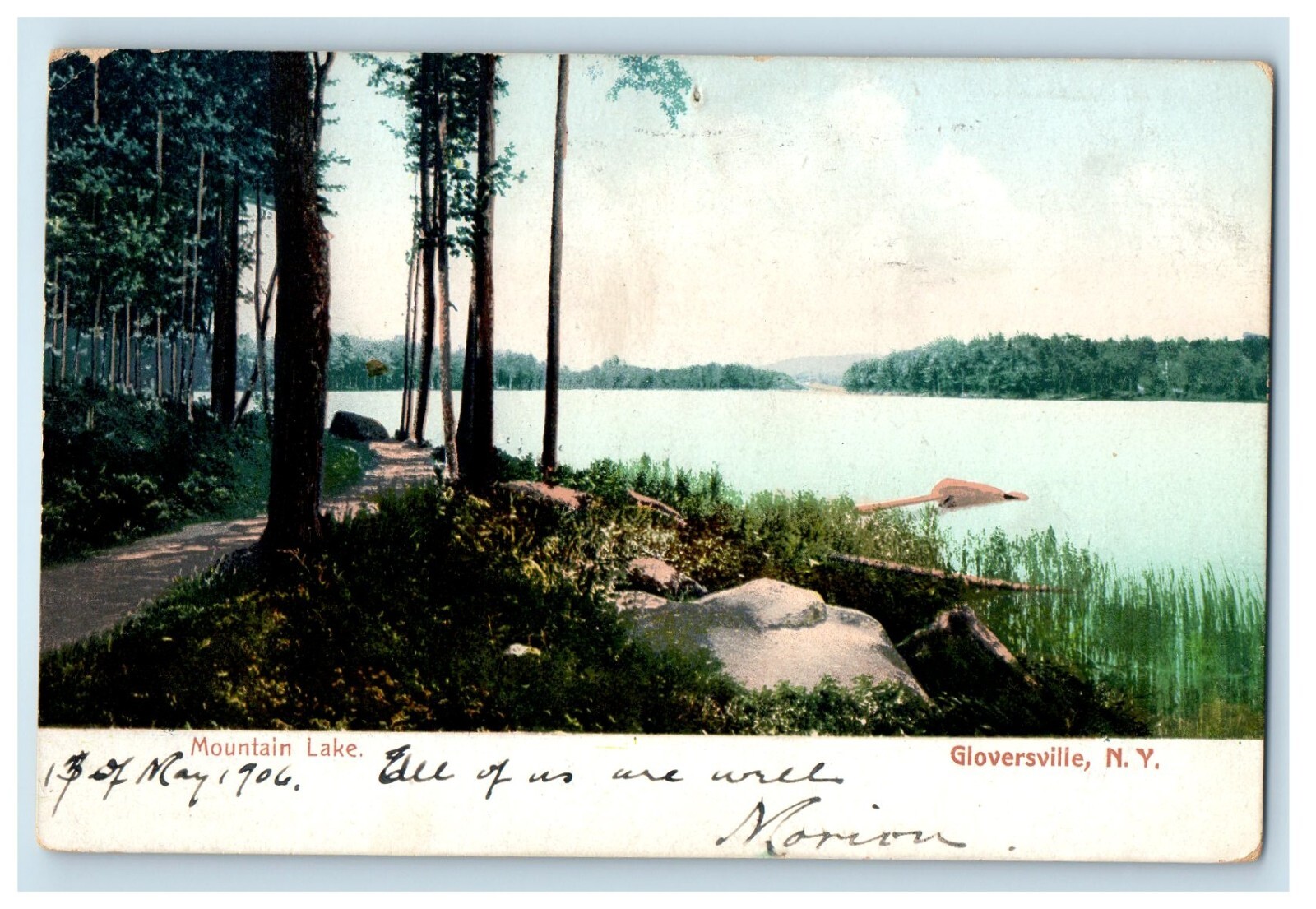 1906 View Of Mountain Lake Gloversville New York NY Posted Antique