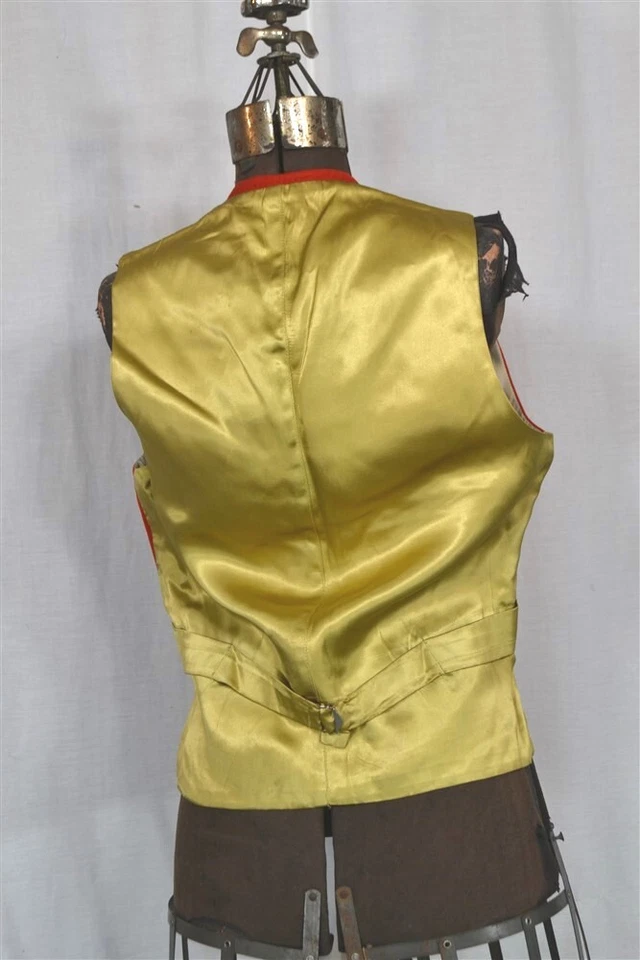 vest red wool pockets back buckle chest 38 lined England best antique/vintage - Image 4 of 4