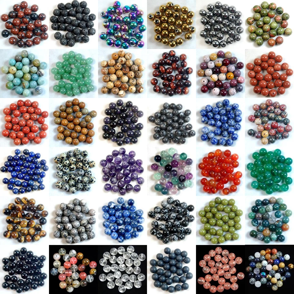 Venta al por mayor Lote de cuentas sueltas espaciadoras redondas de piedras preciosas naturales 4 mm 6 mm 8 mm 10 mm 12 mm Foto 2 de 2