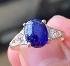 Handcrafted Women  s Natural kyanite and Cubic zirconia accent 925 Silver Ring