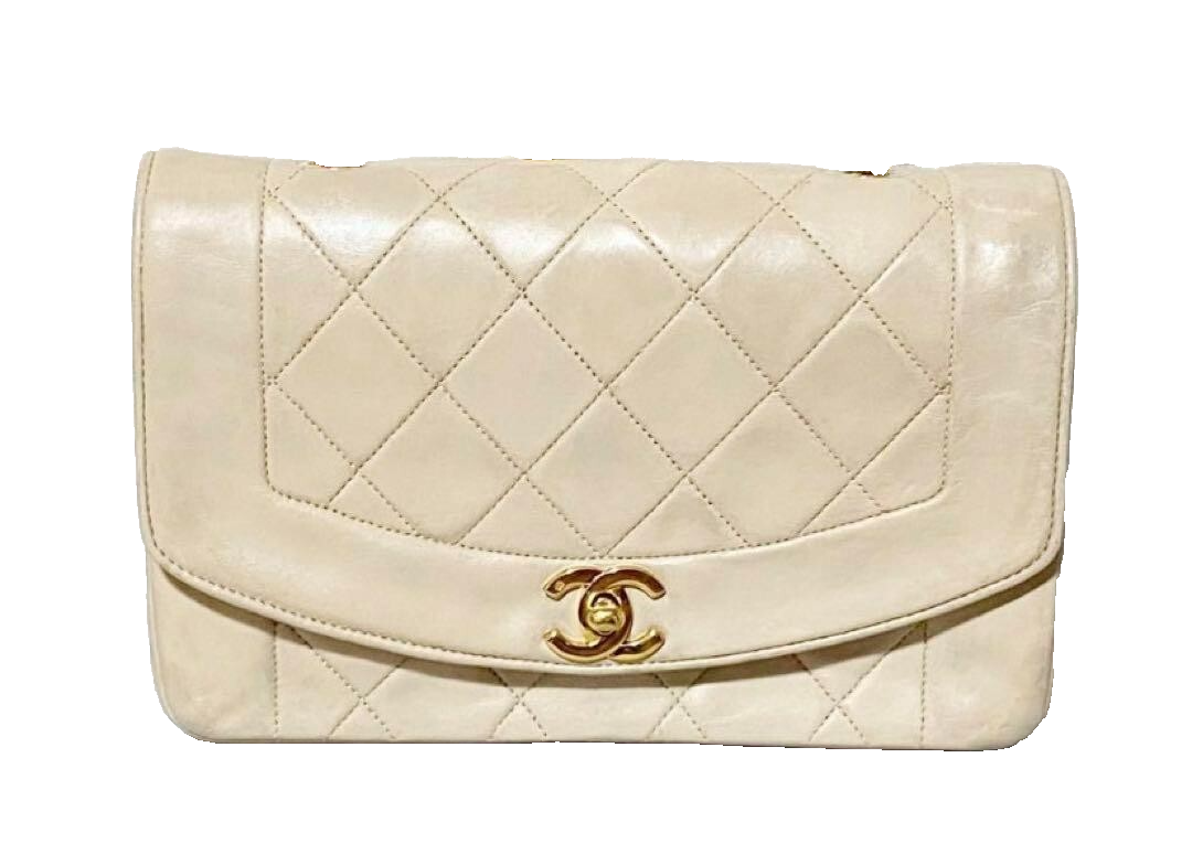 Chanel Shoulder Bag Matelasse Diana Lambskin White beige Women's F/S