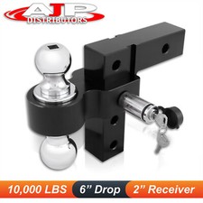 Universal 2 Hitch 6 Drop Trailer Towing Reciever Heavy Duty Adjustable Black