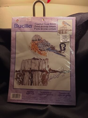 Bucilla 42974 "Mad Blue Bird's Mate" Counted Cross Stitch Kit  complete - Picture 1 of 7