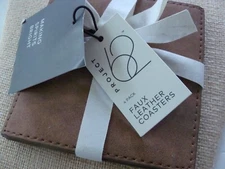 NWT Project 62 Target Four (4) Pack Faux Brown Leather Coasters