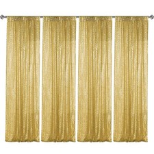 Gold Sequin Backdrop Curtain 4 Panels 2FTx8FT Glitter Gold Background Drapes ...