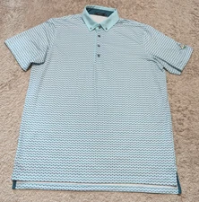 Greyson Jaws Golf Polo Mens Sz L Embroidered Ostrich Logo Blue Pink Performance