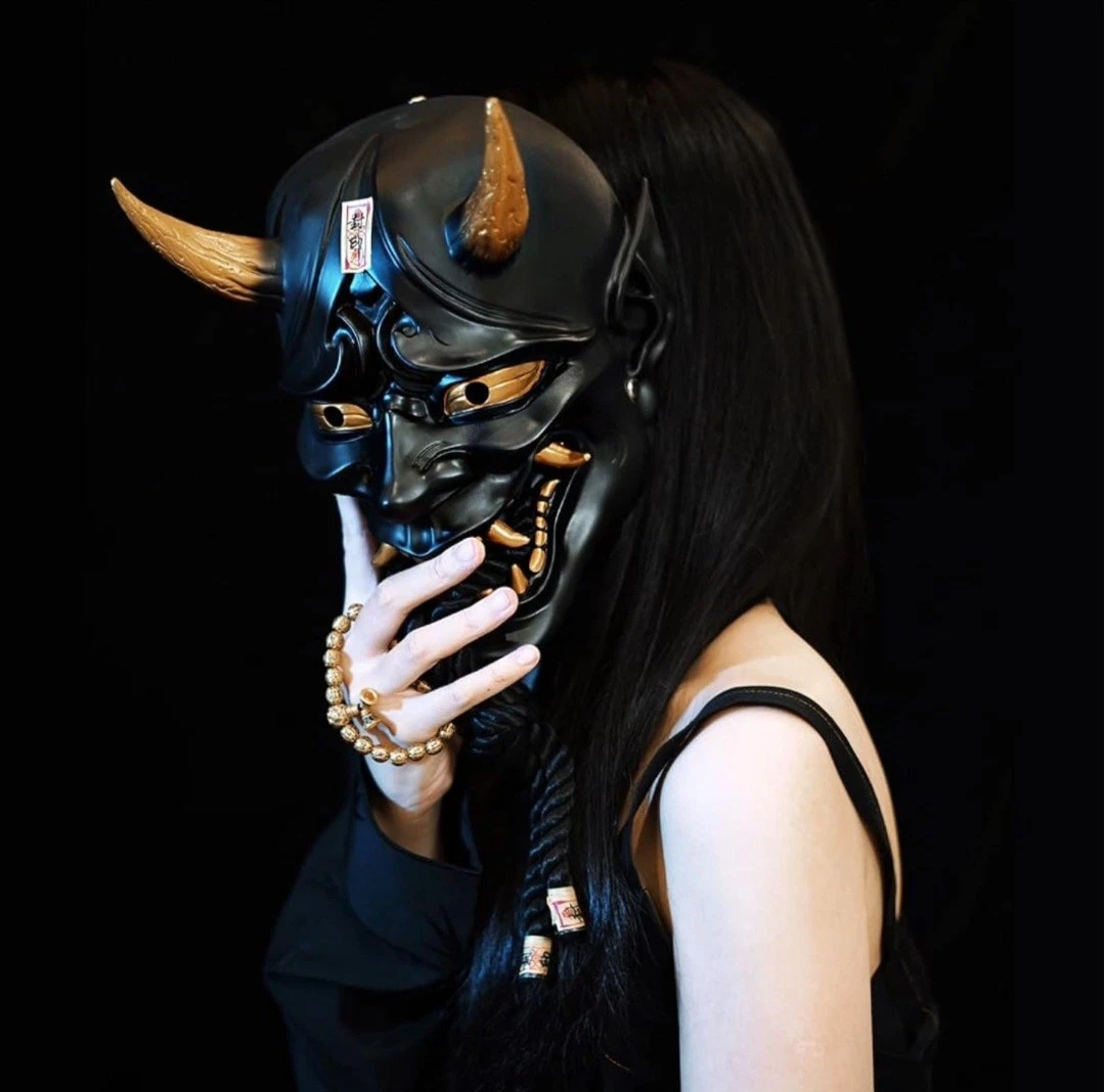 Black Gold Japanese Hannya Demon Mask