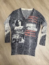 VNTG Rare Printed Art Work 1977 Ramons Band Sweater Cashmere Wool Silk S