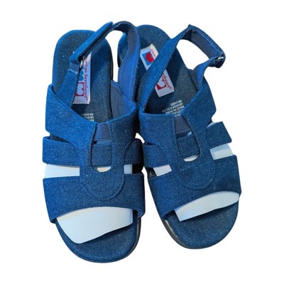 American Sweetheart Woman's Denim Sandals 9 W NWOB