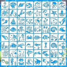 64 Pieces Stencils for Painting, Small Reusable Sea Life Mermaid Stencil, Art...
