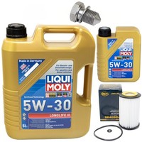 MotoröL Filter Set Longlife Iii 5W-30 6 Liter + Schraube FüR Skoda Vw Passat 2.0