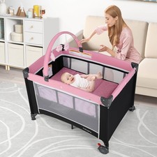 3 in 1 Pack and Play w/ Toy Bar Diaper Changing Table w/ Safety Belt