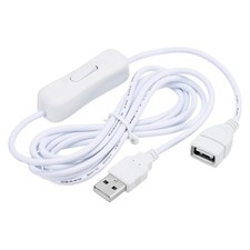 2pcs USB Extension Cable with Switch 2 Meter USB Male to Female Cord White