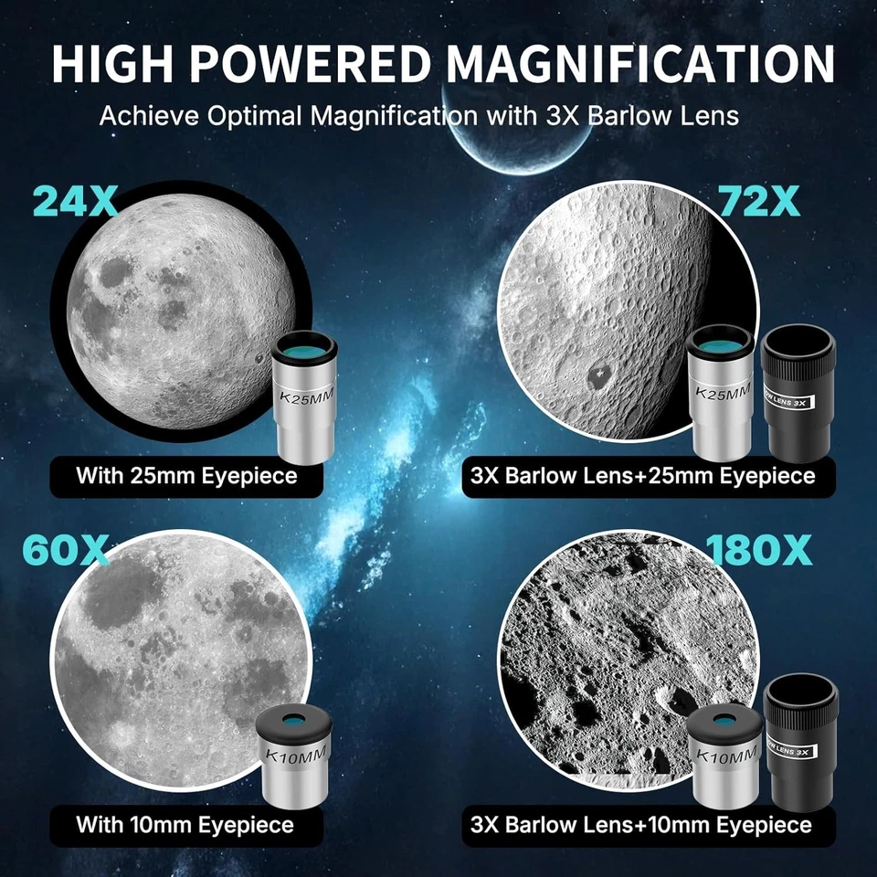 180x Refactor 望远镜,高功率 90 毫米光圈 600 毫米,带三脚架保护壳手机 — 第 4/4 张图片