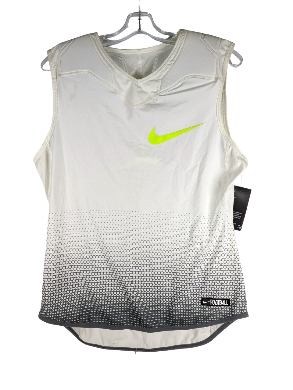 Nike Dri-Fit Football Sleeveless Tight Fit Shirt Padded Shoulder White Large