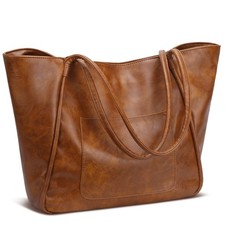 Large Tote Bag for Women with Zipper Work Leather Travel Purse and Handbags -...