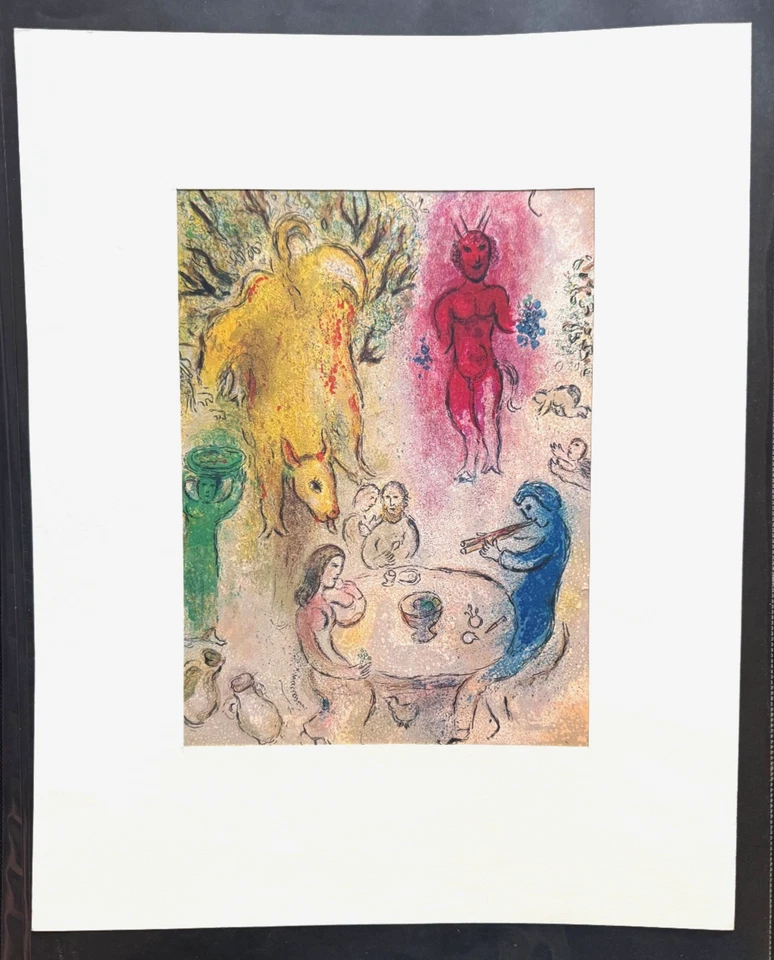 Marc Chagall "Daphnis & Chloe" Pan's Banquet Offset Litografía 1977 Braziller Foto 3 de 4