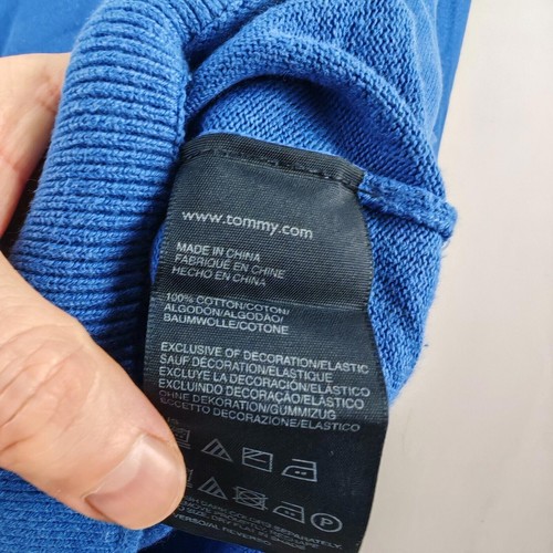 Tommy Hilfiger Maglione Uomo Extra Large Blu Scollo V Cotone Pullover Outdoor - Foto 4 di 9