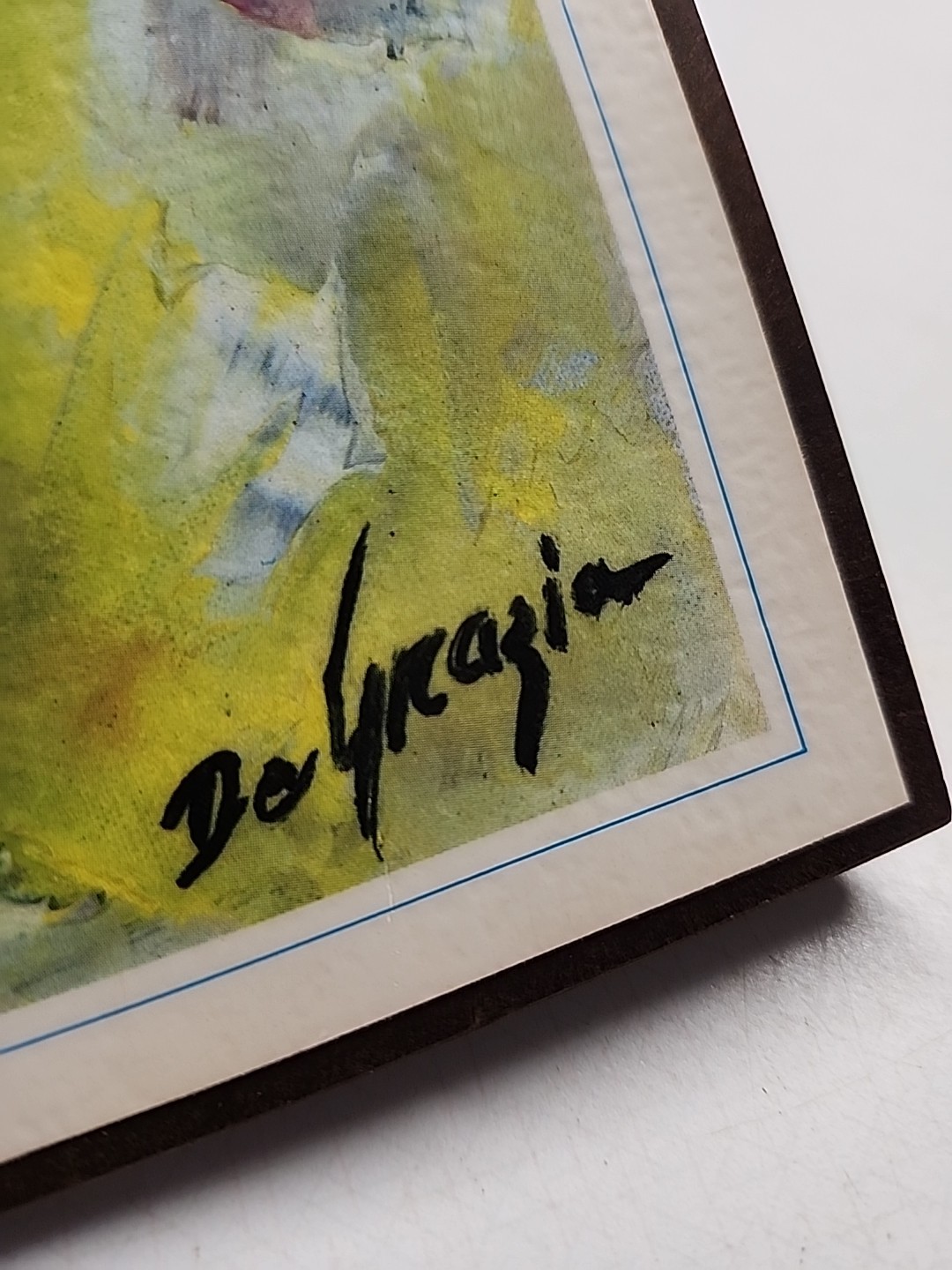 Vintage De Grazia Madonna With Angel Painting Wooden Plaque Wall Hanging