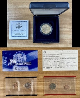 1999 P D S Susan B. Anthony Dollar Coin Uncirculated & Proof Set