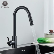 Black Kitchen Faucet Two Function Single Handle Pull Out Mixer Hot Cold Water