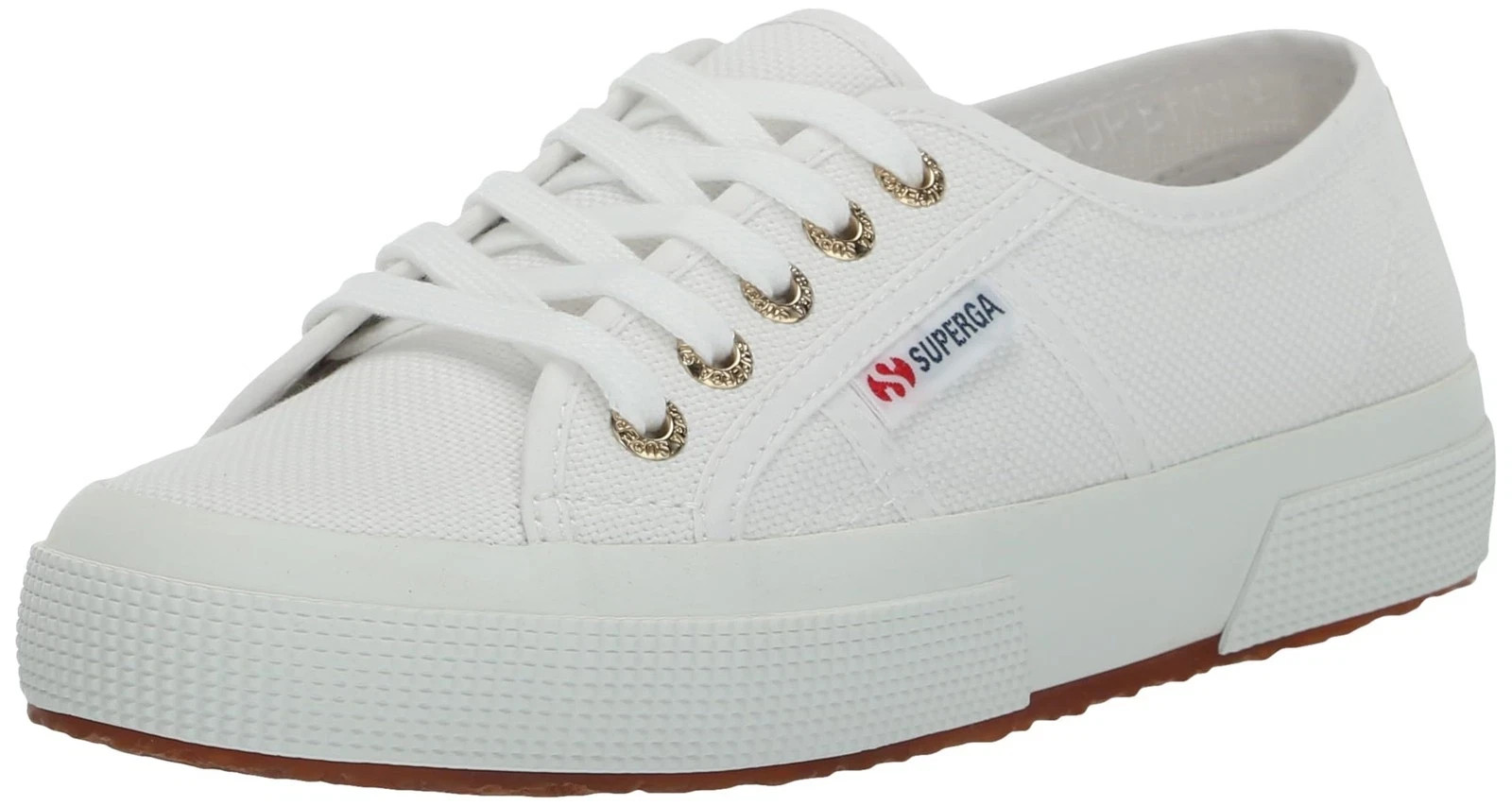 Superga 2750 Cotu Classic Sneakers, White/Gold Canvas, Size 
