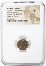 Collectible Roman Ae of Julian II (as Caesar) - AD 361-363 NGC (F) - Rare Coin