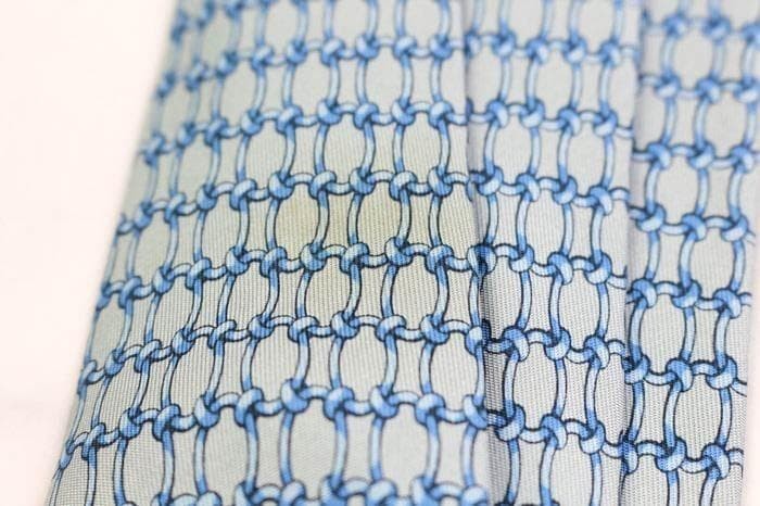 Hermes Checkered Pattern Silk Necktie Luxury Auth… - image 6