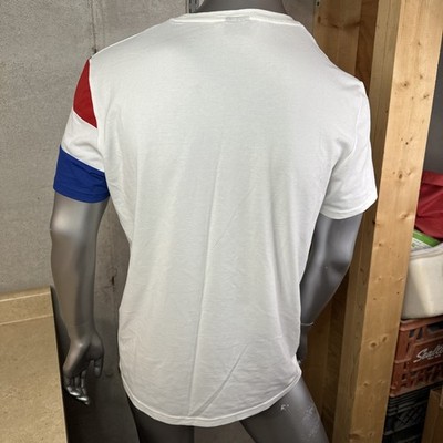 Vintage Le Coq Sportif T-Shirt Men's XL White Blue Red Retro Sport