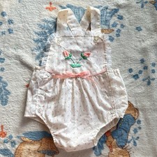Vintage Baby Girl Romper 3-6M Floral Coquette Cottagecore Lace Overall