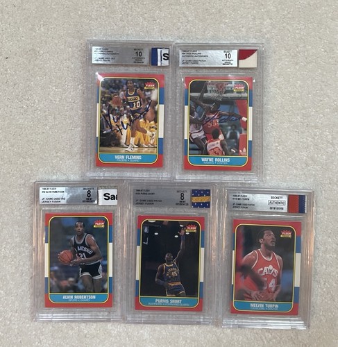 1986-87 Fleer Jersey Fusion Rookie Card Auto Game Used Patch Rc BGS 10 (x5)  NEW