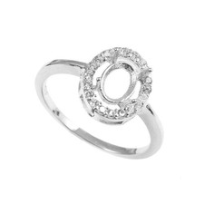 Semi Mount Ring Stone Setting Size 6X4 MM Oval Shape 925 Sterling Silver Jewelry