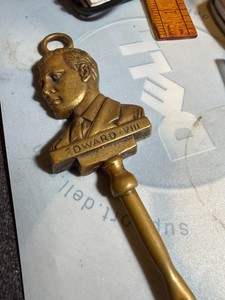 ANTIQUE 20" LONG BRASS  TOASTING FORK WITH KING EDWARD 8TH ROYAL LIKINESS