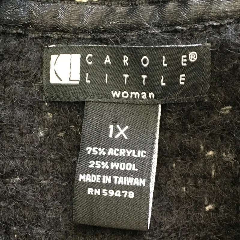 Abrigo de lana Carole Little blanco y negro talla 1X - vintage, acogedor, llamativo Foto 3 de 4