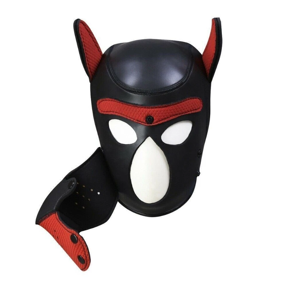 5PCS Neoprene Puppy Hood Role Play Dog Mask Puppy Cosplay Full Head Men Women - Image 3 of 4