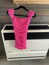 Pixie Lane Girls Hot Pink  Overlay Ruched Party Dress Size 8
