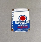 VINTAGE HAVOLINE MOTOR OIL CAN PORCELAIN SIGN CAR GAS TRUCK MOTORCYCLE