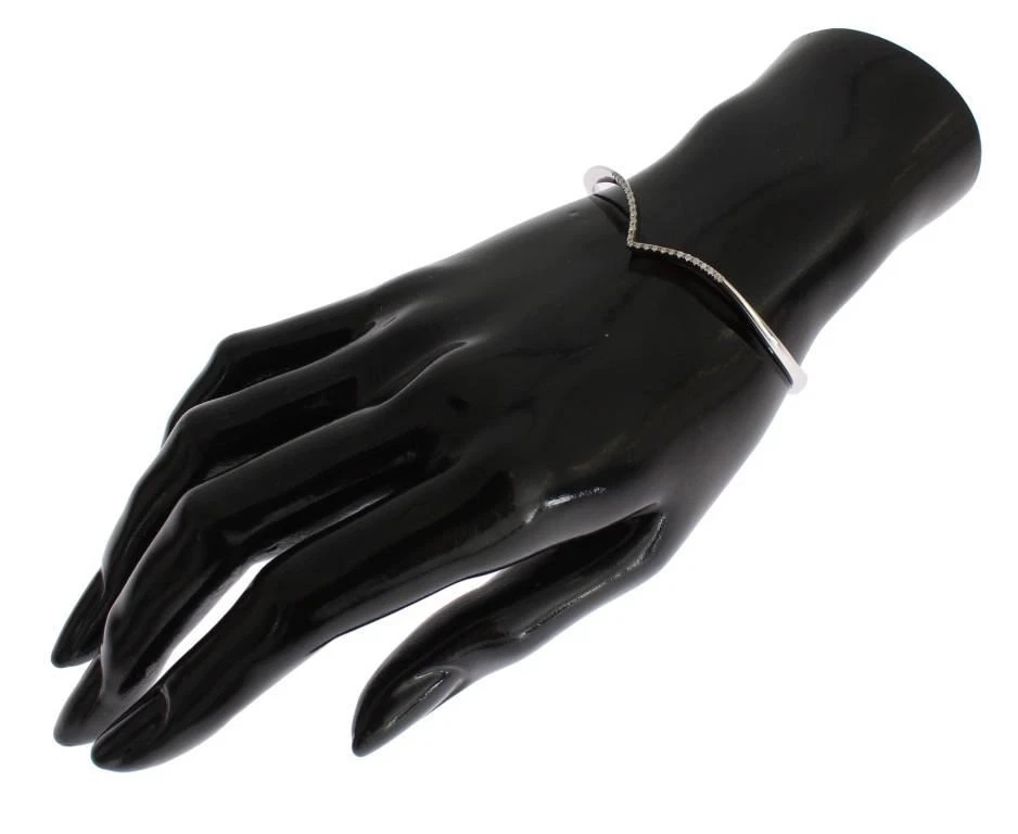 Nialaya Women Gray Bracelet 925 Silver Clear CZ Skyfall Arched Wing Cuff Bangle - Image 3 of 4