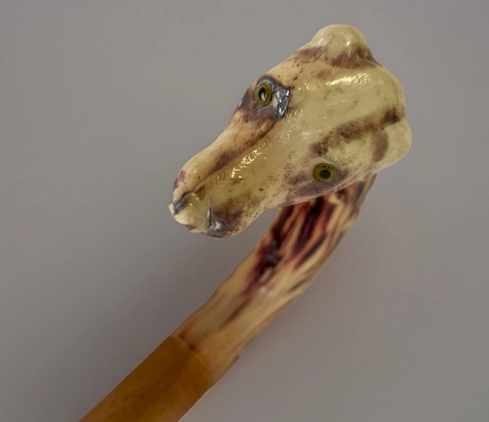 ¿Celuloide/baquelita antiguo? Bastón de vidrio tallado para perros 33"" Foto 4 de 4