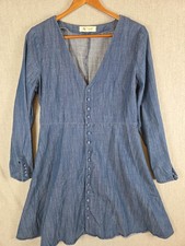 Madewell Jean Dress Womens 6 Chambray Denim Fabric Buttons Babydoll Boho Flirty