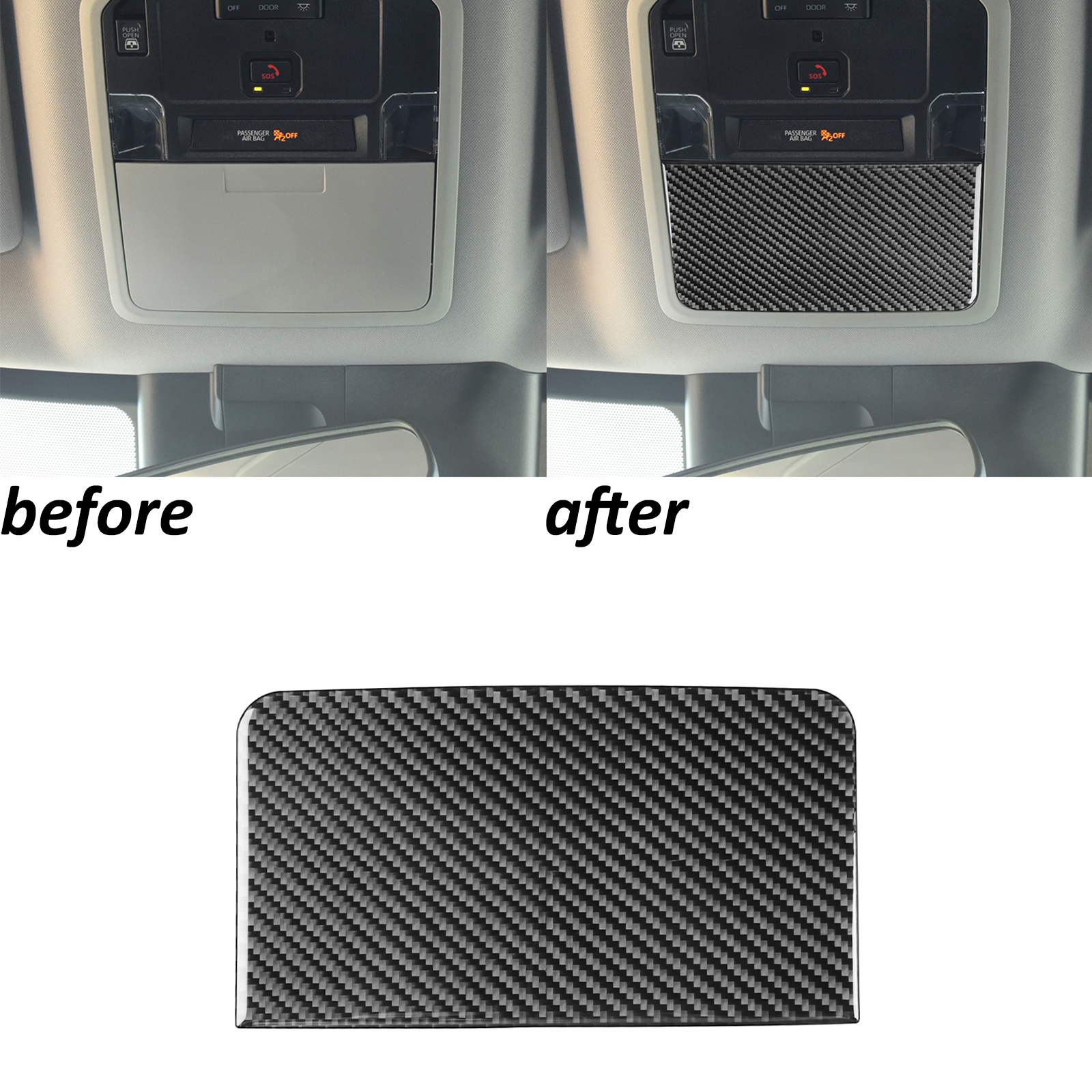 Real Carbon Fiber Roof Glasses Case Panel Trim For Toyota Tundra Sequoia 2022-24