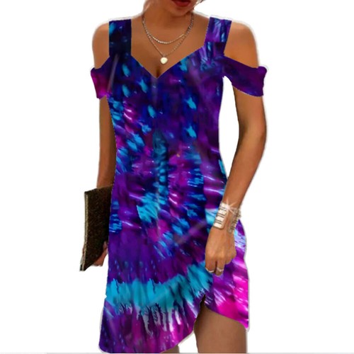 Womens Floral Boho V Neck Mini Dress Ladies Summer Cold Shoulder Party Sundress‹ - Picture 8 of 26