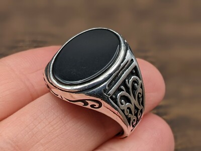 925 Sterling Silver Turkish Ring Size 9.25 Black Onyx | eBay