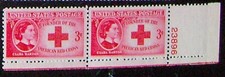 US 3¢ stamp SC #967 American Red Cross Clara Barton MNH 1948 pair w/ plate numbe