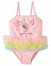 Baby Girls Wonder Nation Unicorn One Piece Tutu Swimming Bathing Suit - Sz 3-6 m