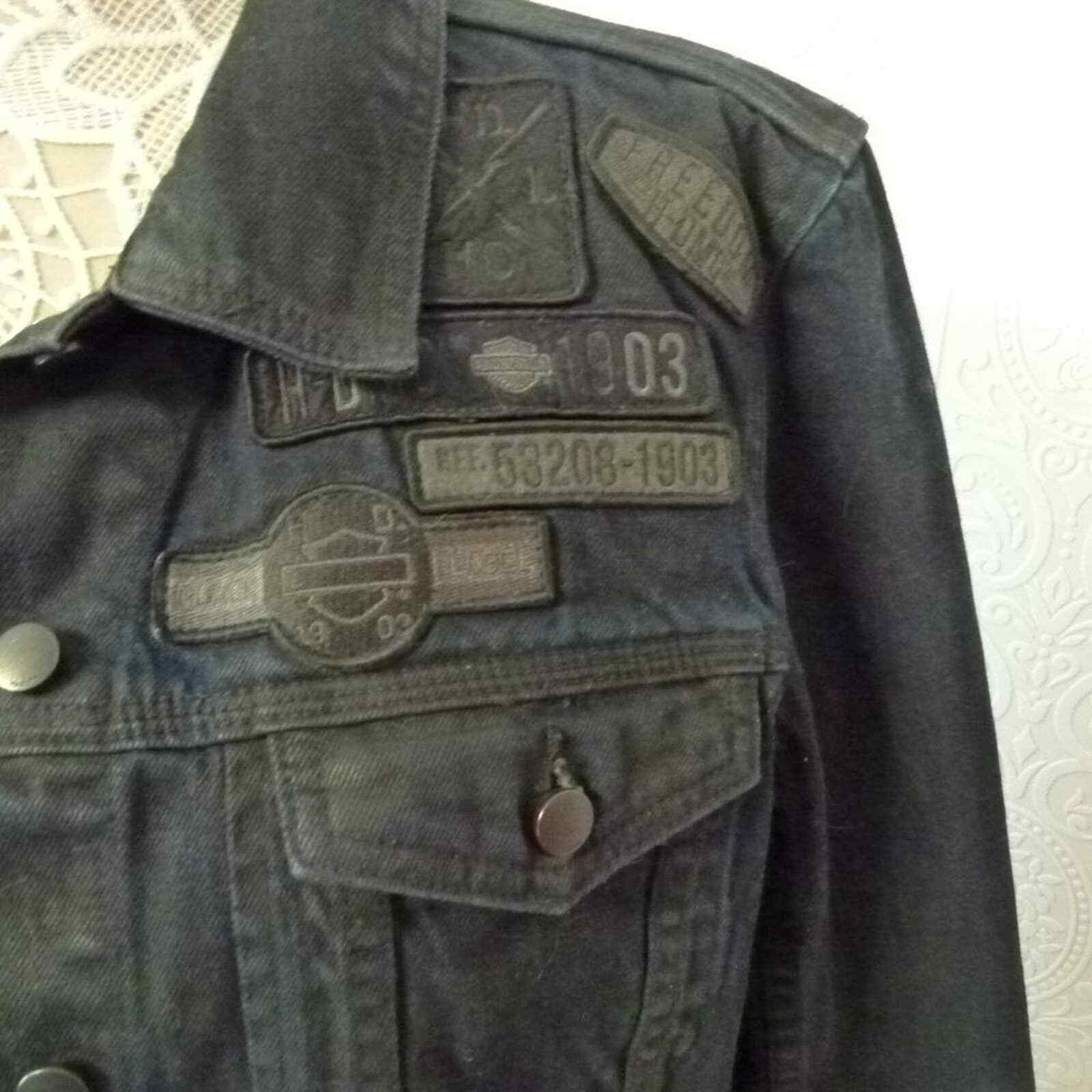 HARLEY DAVIDSON WAX COATED DENIM TRUCKER JACKET XL Gem